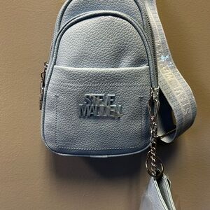 Steve Madden Sky Blue Textured Mini Backpack